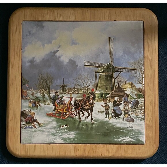 VTG Holland Ter Steege BV Tile Wood Decor Farm Windmill J.C. Van Hunnik Dutch - Picture 6 of 8